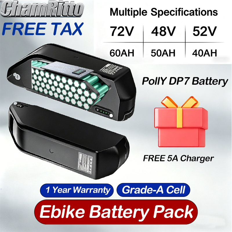 72V 50Ah 21700 Lithium Battery - بطارية دراجة كهربائية Downtube Hailong Polly