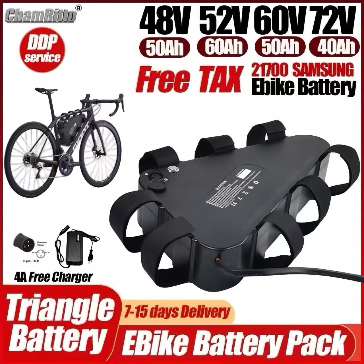 72V 50Ah 21700 Lithium Battery - بطارية دراجة كهربائية 36 فولت 48