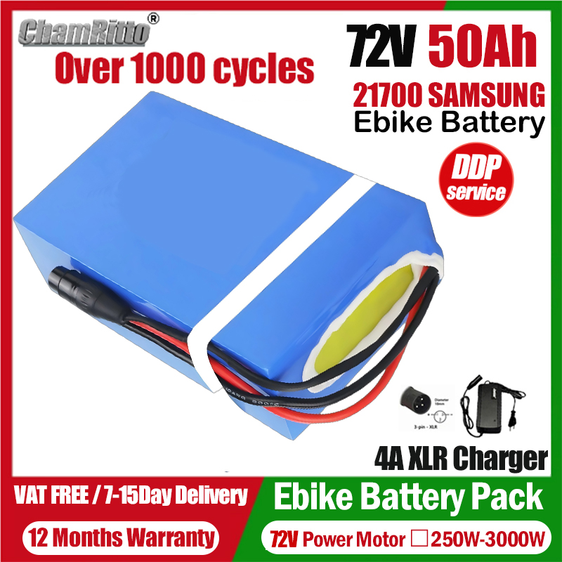 72V 50Ah 21700 Lithium Battery - دراجة كهربائية 72 فولت، بطارية Bafang