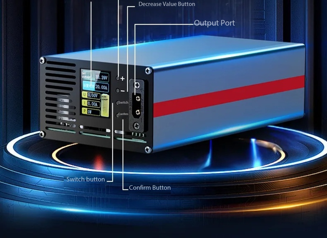 شاحن بطارية ليثيوم ذكي قابل لل - مراجعة 72V 15A Fast Charger وسعره
