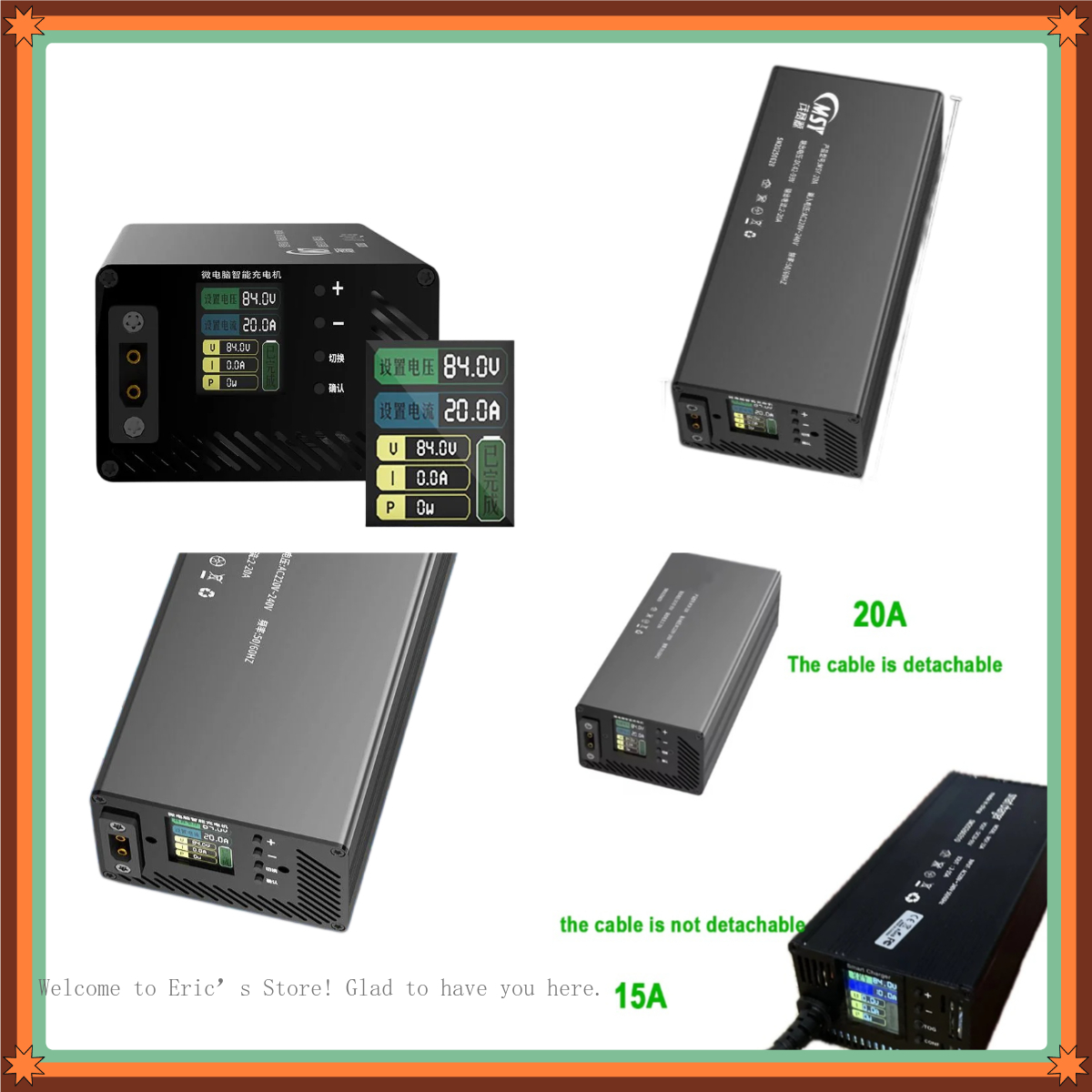 شاحن قابل للتعديل 10-93 فولت 2 - مراجعة 84V 20A Smart Charger وسعره